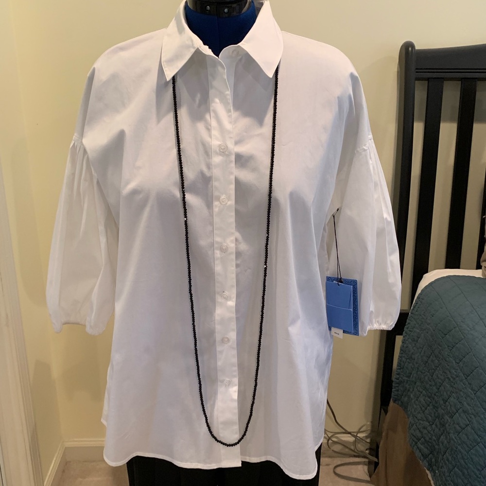 NWT Simply Vera Wang Pleated White Swing Top